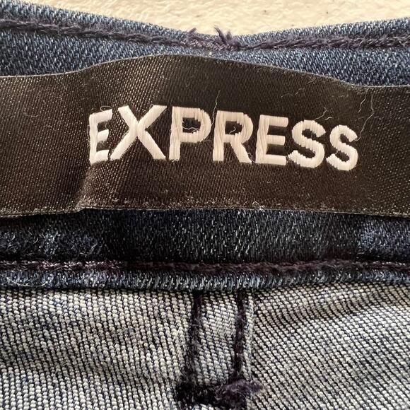 Express (2) 27x29 Short Stretch Legging High Rise Skinny Jeans Blue Dark Wash - Picture 6 of 8